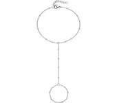 Pulsera de cadena de mano de plata Pulsera de anillo Cadena de mano Pulsera de anillo de dedo ajustable para mujer