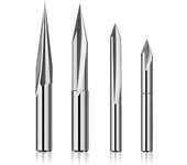 Juego de brocas de enrutador CNC 1/4, broca de enrutador de tallado de madera de grabado de 6 mm y 4 mm, ranura en V, broca de perfil, acero de tun...
