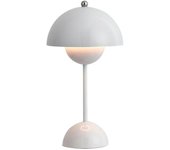 Lámpara de mesa de capullo de flor danés nórdico, sala de bodas, dormitorio, decoración de escritorio, lámpara, lámpara de noche (recargable) Blanco