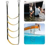 Escalera de cuerda de barco, Escalera de cuerda de barco portátil Extensión de cuerda de pesca Escalera para bote inflable, Kayak Azul 5 Step