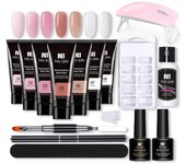 Nee Jolie 15ml Kit de Uñas de Gel de Extensión con Mini Lámpara de Uñas Cepillo de Geles de Extensión UV Puntas de Uñas Postizas Puntas de Extensió...
