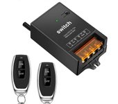 Interruptor de control remoto de 12v con relé de 30A, DC 72v 60v 48v 36v 24v 12v Interruptor inalámbrico para luces, lámparas, ventiladores Negro