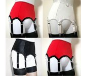 Mujeres Sexy Liga Cinturón Cintura Alta Elástico Nylon Suspender 6 Hebillas de Metal Correa Blanco M