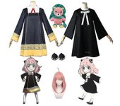Halloween Spy X Family Anya Forger Cosplay Disfraz Anime Cosplay Peluca Ropa para adultos incluyendo calcetines Devil Horn Headgear Solo muñeca 8 M