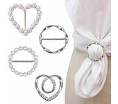 4PCS Scarf Ring Clip-T-Shirt Clip Clothes Corner Knotted Button for Women