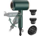 2023 - Secador de pelo plegable de viaje pequeño de 2000 W, secador de pelo ligero con 2 boquillas de peinado y 1 difusor