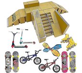 STASHABLES Finger Skateboard Ramp Set Finger Skatepark Kit 16 piezas Kit de skate park que incluye monopatines, rampas, scooters, patines, biciclet...