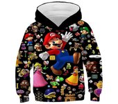 Super Mario & Sonic Kids Hoodies Novedad Print Sudadera con capucha Sudaderas Pullover Tops para niños y niñas Regalos de fiesta y cumpleaños F 7-8...
