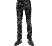Pantalones de látex de pvc brillante hombres motocicleta negro pantalones de hombre moda cuero sintético montar a prueba de agua Motociclista mascu...
