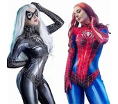 Spider Woman Bodysuit Cosplay Costume Sexy Spider-man Jumpsuit Party Gift Negro L