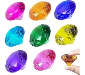 8 piezas de juguete de diamante para niños de tamaño grande - Joyas de gemas de diamante acrílico Juguete grande de búsqueda de cofre del tesoro pi...
