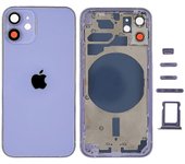 Para iPhone 12 mini Cubierta de la carcasa de la batería trasera + Marco de la placa central + Reemplazo de botones laterales, UE Púrpura