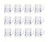 Juego de mini jarra de cerveza y vaso de chupito de 12 piezas - Jarras transparentes de primera calidad con asas para chupitos, cervezas y degustac...