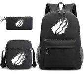 Prestonplayz Mochila Mochila Mochila Bolsa Escolar Juego de Tres Piezas NEGRO