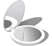 Espejo de Viaje de Maquillaje con Luz LED Fancii, aumento de 1x/10x - Espejo Plegable Iluminado de Luz Diurna, Compacto, Portátil, Grande de 5" de ...