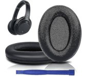 Wh-1000xm3 (wh1000xm3) Almohadillas de repuesto para auriculares, superposición de cuero proteico, espuma viscoelástica con cancelación de ruido, g...