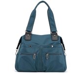 Bolsa grande de utilidad para mujeres, bolsa de mano de maestros con cremallera con bolsillos múltiples, bolsa de enfermera impermeable Azul oscuro