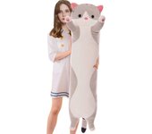 Almohada larga de felpa para gatos Almohada suave para abrazar gatos Almohada de peluche Linda almohada para dormir de gatito regalo para niños -GS...