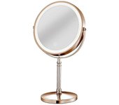 Espejo LED 10X Espejo de maquillaje recargable con 3 colores, brillo ajustable Aumento Espejo cosmético 2 Side-C Oro de Rose
