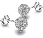 Plata de Ley 925 Pave Crystal Disco Ball Pendiente Stud 8mm Shamballa Sparkly Cz Diamond Para Mujeres Rivertree Plata 8mm