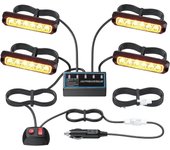 4X6 LEDs Luces de penetración IP68 12/24V LED naranja Baliza giratoria Luces de flash frontal Luz de alarma de emergencia Luces estroboscópicas Aut...