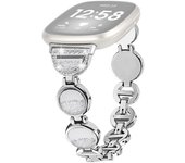 Para Fitbit Versa 4 / Sense 2 Quicksand Watch Strap Rhinestone Decorated Metal Watch Band Multicolor Style D