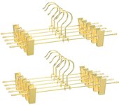 Perchas para Pantalones de Metal, 10 Piezas, Perchas, 30,5cm, con 2 Clips Antideslizantes, para Faldas, Pantalones, Ropa Interior-2 Oro