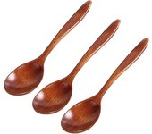 Phwj Mesa de café de madera natural ecológica y cuchara de té de miel de utensilios de cocina (3 piezas)