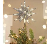 Adorno de árbol de Navidad iluminado con estrella 3d - Plata-mxbc