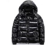 Chaqueta shiny down chaqueta de invierno de los hombres stand collar down chaqueta con capucha Negro S