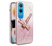 KADEM para OnePlus Nord CE4 Lite 5G Funda Dragonfly Kickstand TPU Flores Glitter Funda de teléfono Multicolor Style A