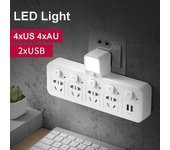 Extensión de enchufe de 4 vías Socket multifunción doméstico Extensión de enchufe de pared USB Multi-plug con interruptor independiente y luz LED