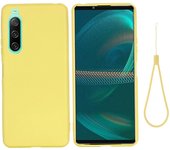 Para Sony Xperia 10 IV Pure Color Liquid Silicone Shockproof Funda de teléfono Amarillo