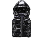 Chaleco acolchado ligero Chaqueta sin mangas impermeable brillante unisex Negro M