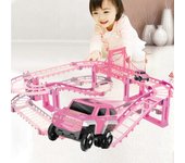 Flye Vía eléctrica Juguete Coche de ingeniería Coche de juguete educativo para niños Coche de pista Tren pequeño Rosa