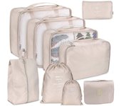 9 juegos de cubos de embalaje para maletas, organizadores de embalaje de equipaje de viaje con bolsa de lavandería, bolsa de zapatos de almacenamie...