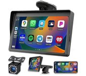 Pantalla portátil de montaje en tablero Carplay Pantalla táctil de 7 pulgadas, navegación GPS, radio estéreo para automóvil Bluetooth, bac Negro