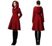 Abrigo de botonadura sencilla de invierno para mujer Black Friday, abrigo con capucha rojo oscilante, ropa de invierno abrigada, abrigo con capucha...