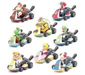 8pcs Super Mario Kart Pull Back Car Luigi Toad Bowser Princess Figure Kids Toy