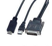 Dvi M1-da 30 + 5 pines a HD-compatible Cable Dual Link + Cable de proyector USB 1.7m