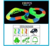 Glow Racing Track Set 5 Led Light Track Car Flexible Glowing Tracks Toy 162/165/220/240 Race Track Flexible Railway Led Car 150 piezas con 1 coche