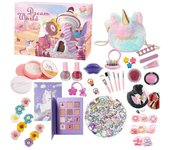 Calendario De Adviento De Navidad - 24 Cuadrícula De Maquillaje Y Conjunto De Bolsa De Unicornio, Juguetes De Navidad Para Adolescentes Niños Regal...