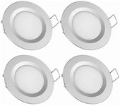 4 x Foco LED Empotrable 12V Orificio 58-65mm 3W 3200K Plafón Empotrable para Autocaravana Caravana Van Yate Blanco Cálido (Acabado Plata)