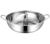 Cocina de olla doble doble dividida de acero inoxidable Estufa de gas Olla compatible Utensilios de cocina para el hogar Olla de cocción de sopa, 3...