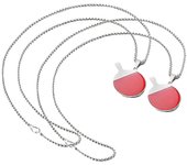 2 piezas de collar decorativo de tenis de mesa collar deportivo novedoso collar colgante deportivo de cadena de cuello Rojo 60.00X2.00X0.50CM
