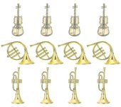 12 piezas Adorno para el hogar Adornos de violín Instrumento Adornos de Navidad Adornos de instrumentos en miniatura Adornos de trompeta