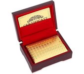 Cartas de póquer; Cartas de póquer de lujo Cartas de papel de oro falso impermeables Cartas de juego de póquer de plástico con caja Gold Grid - Caj...