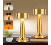 Ersam Pack de 2 lámparas de escritorio regulables, luz LED recargable oro