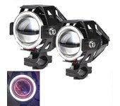 Faro delantero de motocicleta U7 LED Moto Driving Car Fog Spot Faro, Lámpara de luz frontal Angel Eye Motor 2pcs luz blanca