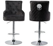 360 Taburete giratorio de terciopelo Taburete Elevador de gas León Knocker Tufted Back Taburete de altura ajustable